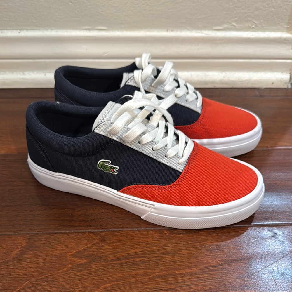 Lacoste Red and Black Canvas Sneakers